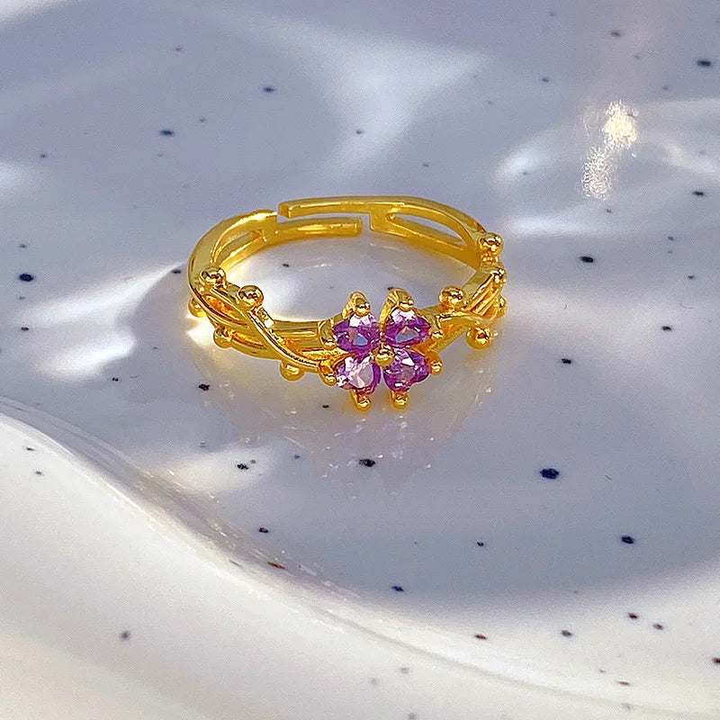 Bague fleur - Violette