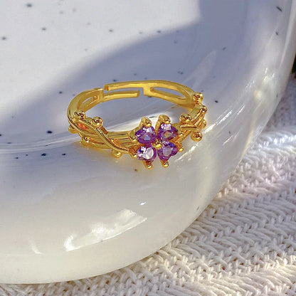 Bague fleur - Violette