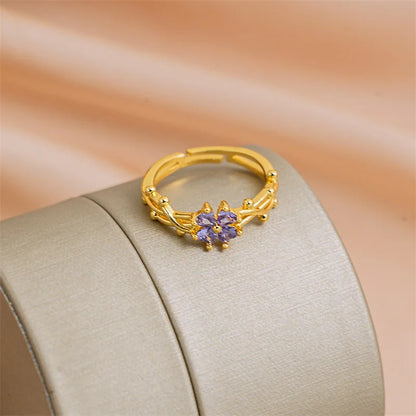 Bague fleur - Violette