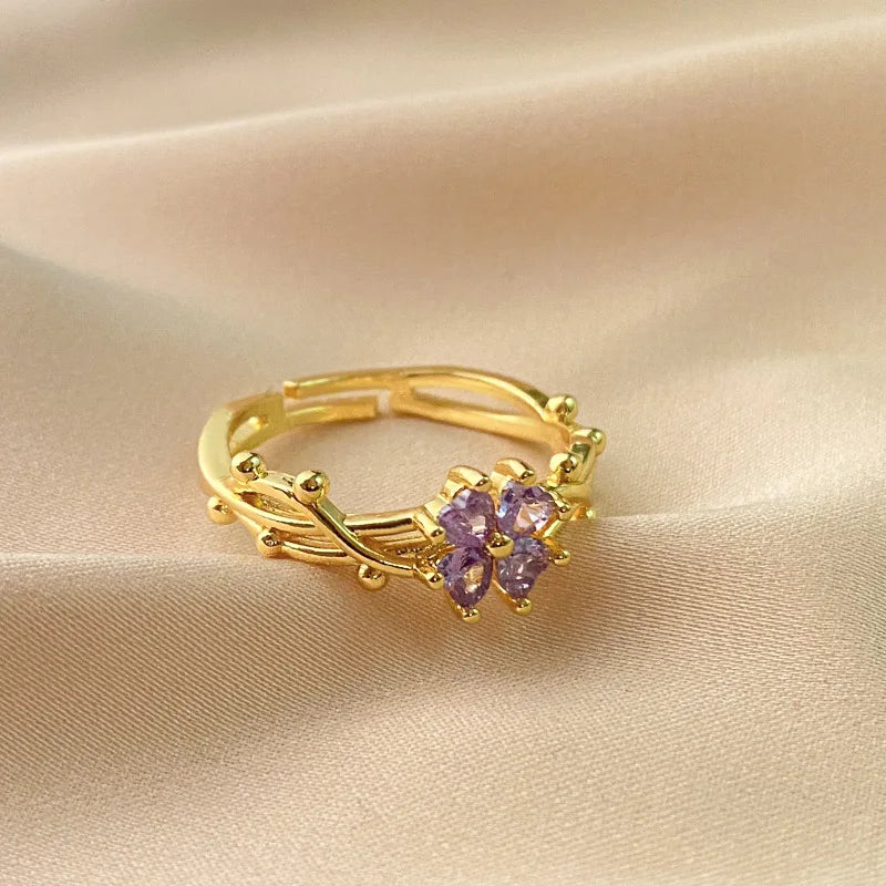 Bague fleur - Violette